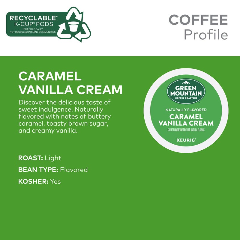 Green Mountain Coffee Roasters Caramel Vanilla Cream, Single-Serve Keurig K-Cup Pods, Flavored Light Roast Coffee, 24 Count - Image 3
